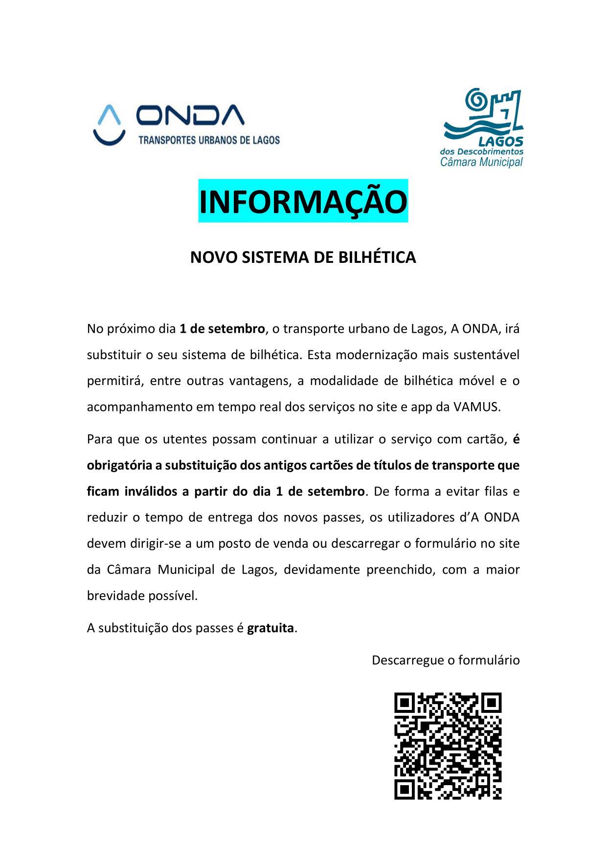 Imagem Aviso - Substituição de Passes da ONDA