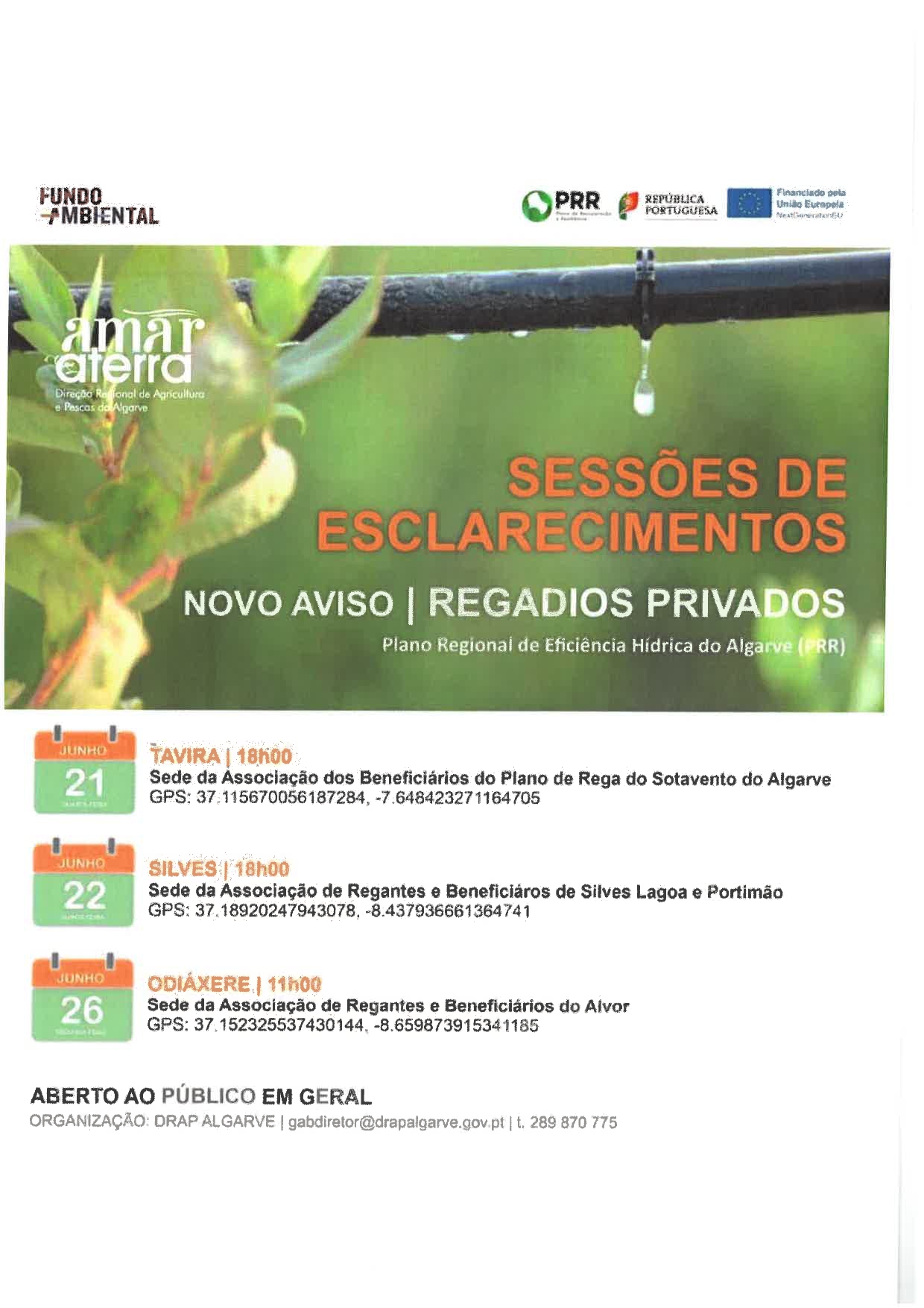 Imagem Sessões de Esclarecimento - Regadios Privados - 26 de junho em Odiáxere