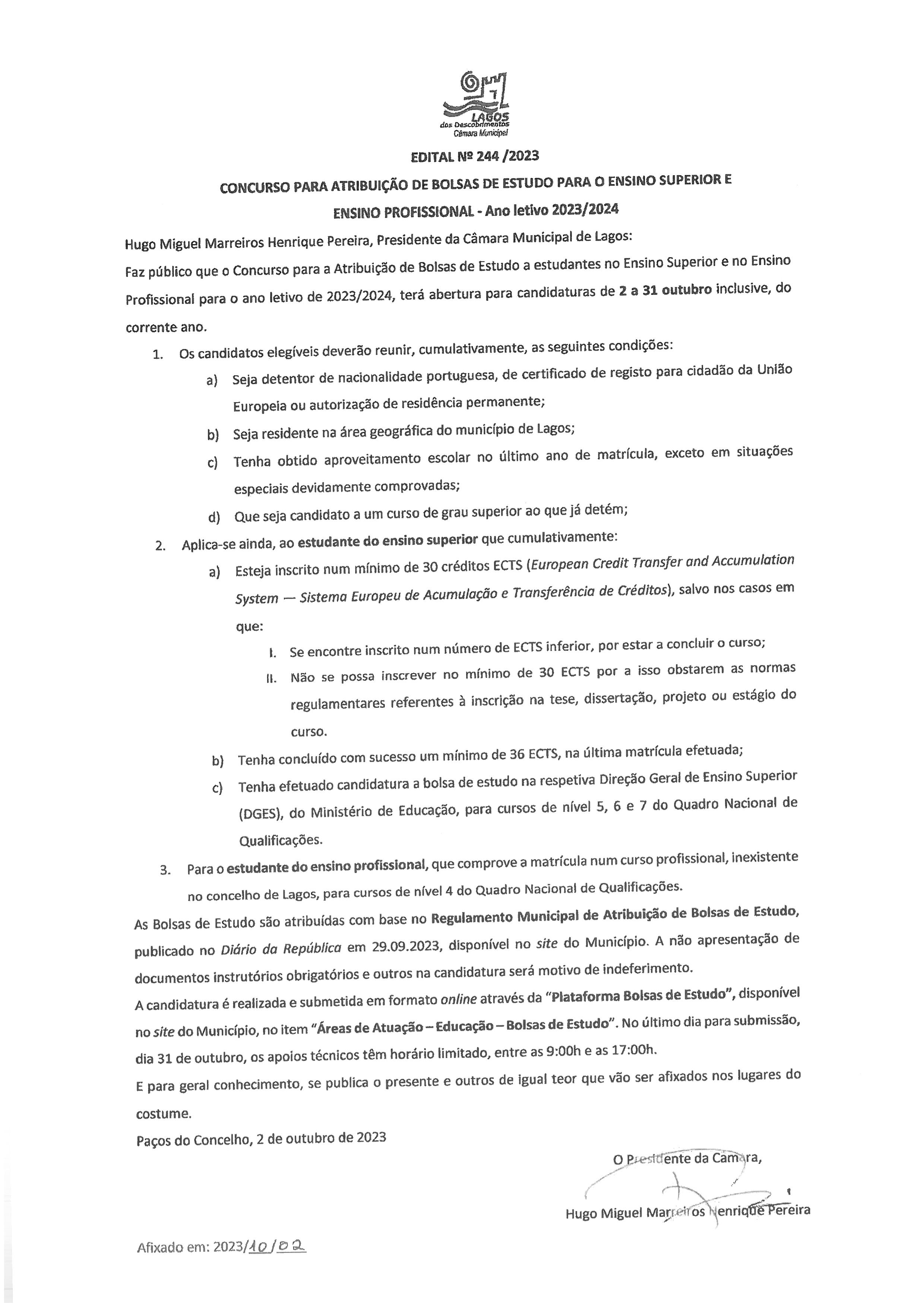 Imagem Concurso para atribuição de Bolsas de Estudo Para o Ensino Superior e Ensino Profissional - Ano letivo 2023/2024