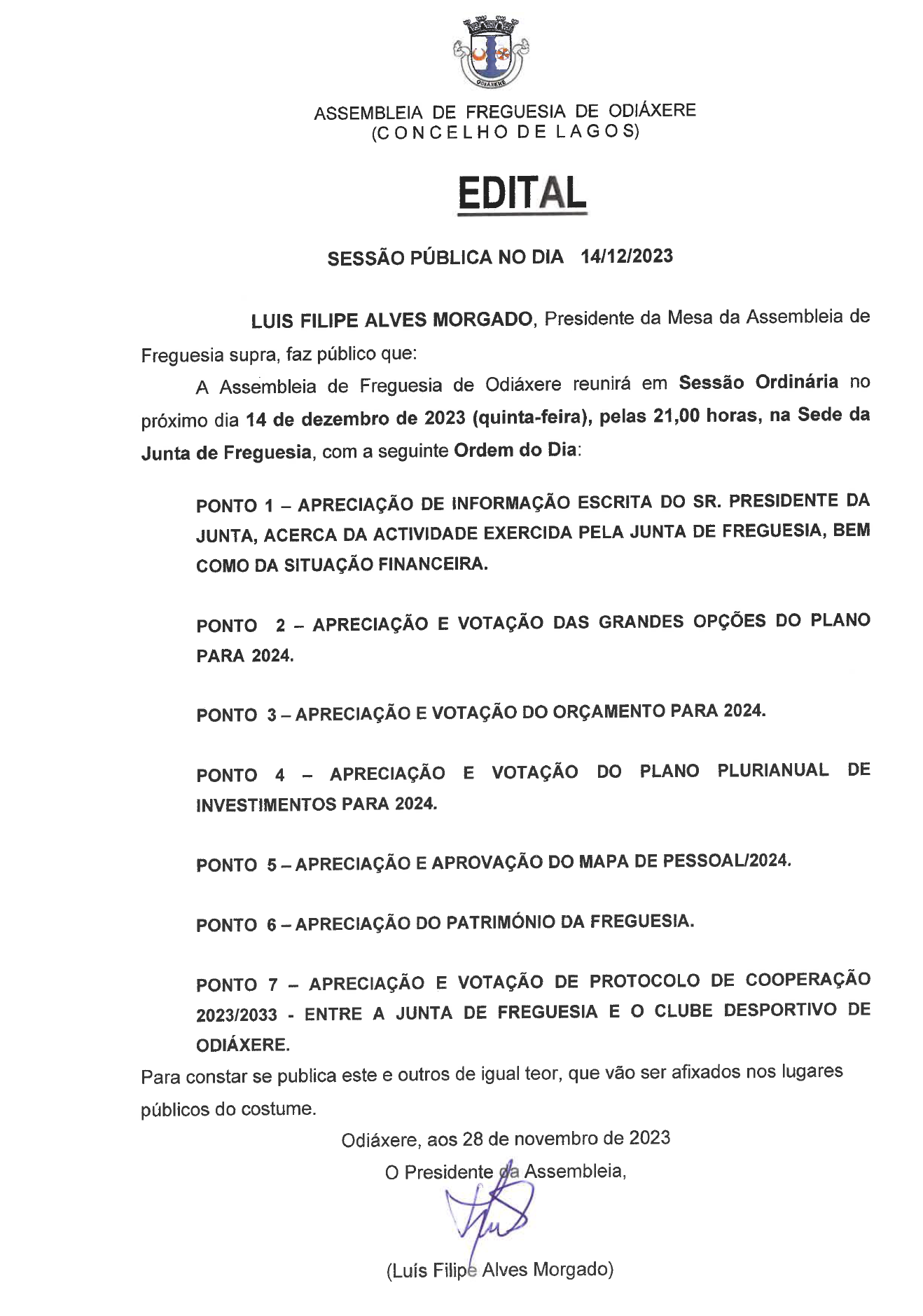 Imagem Edital - Sessão Pública no dia 14 de dezembro de 2023