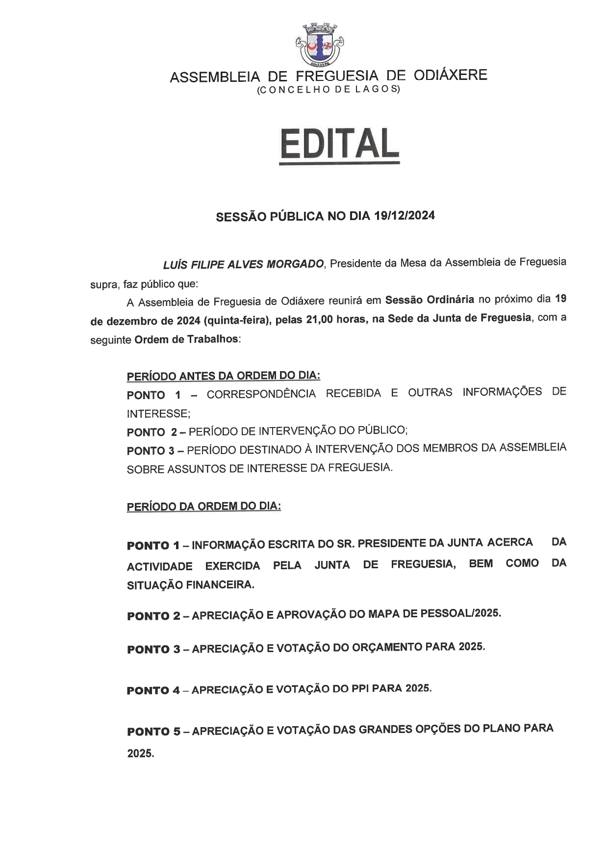 Imagem Edital AF - Sessão Pública de 19 de dezembro de 2024