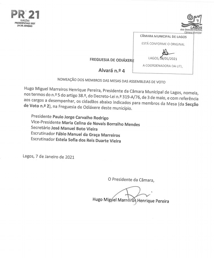 Imagem Alvará nº4 - Nomeação dos membros das mesas das assembleias de voto