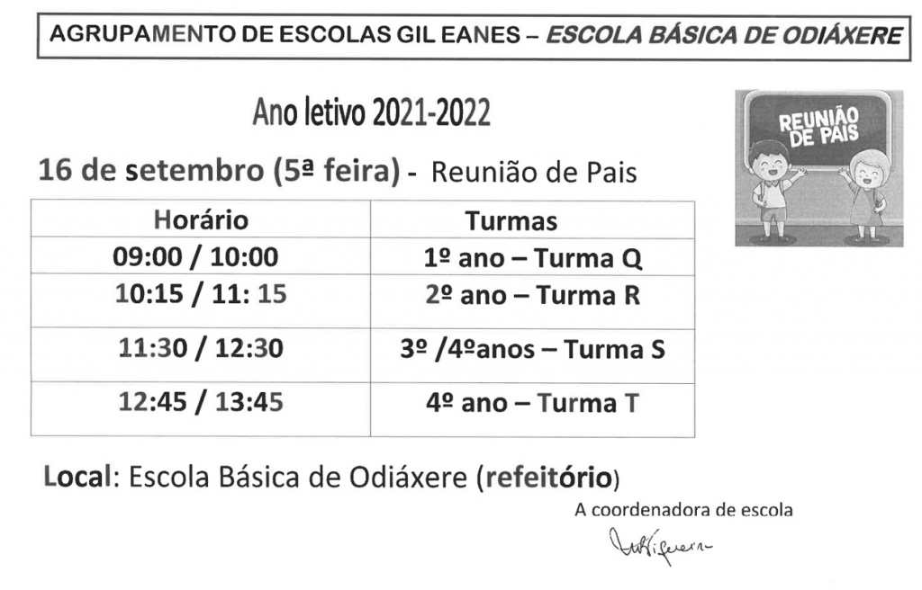 Imagem Ano Letivo 2021-2022: reunião de pais