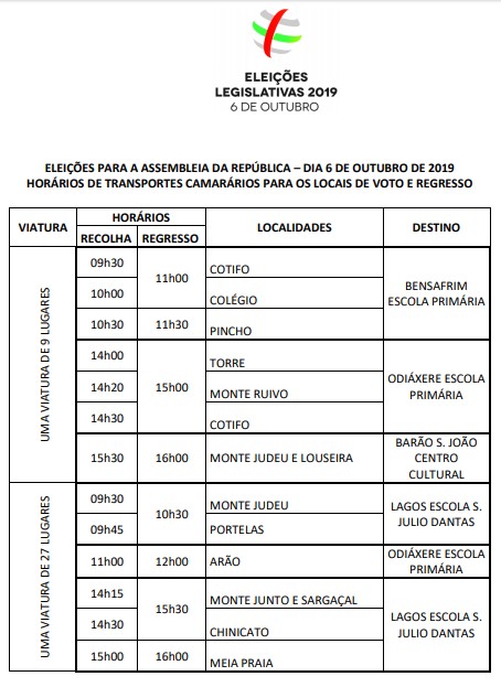 Imagem Eleições para a Assembleia da República - Transportes Camarários